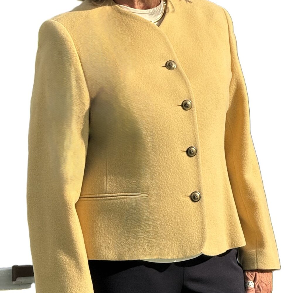 Wool/Cashmere spring jacket, soft yellow, Size US 12-14